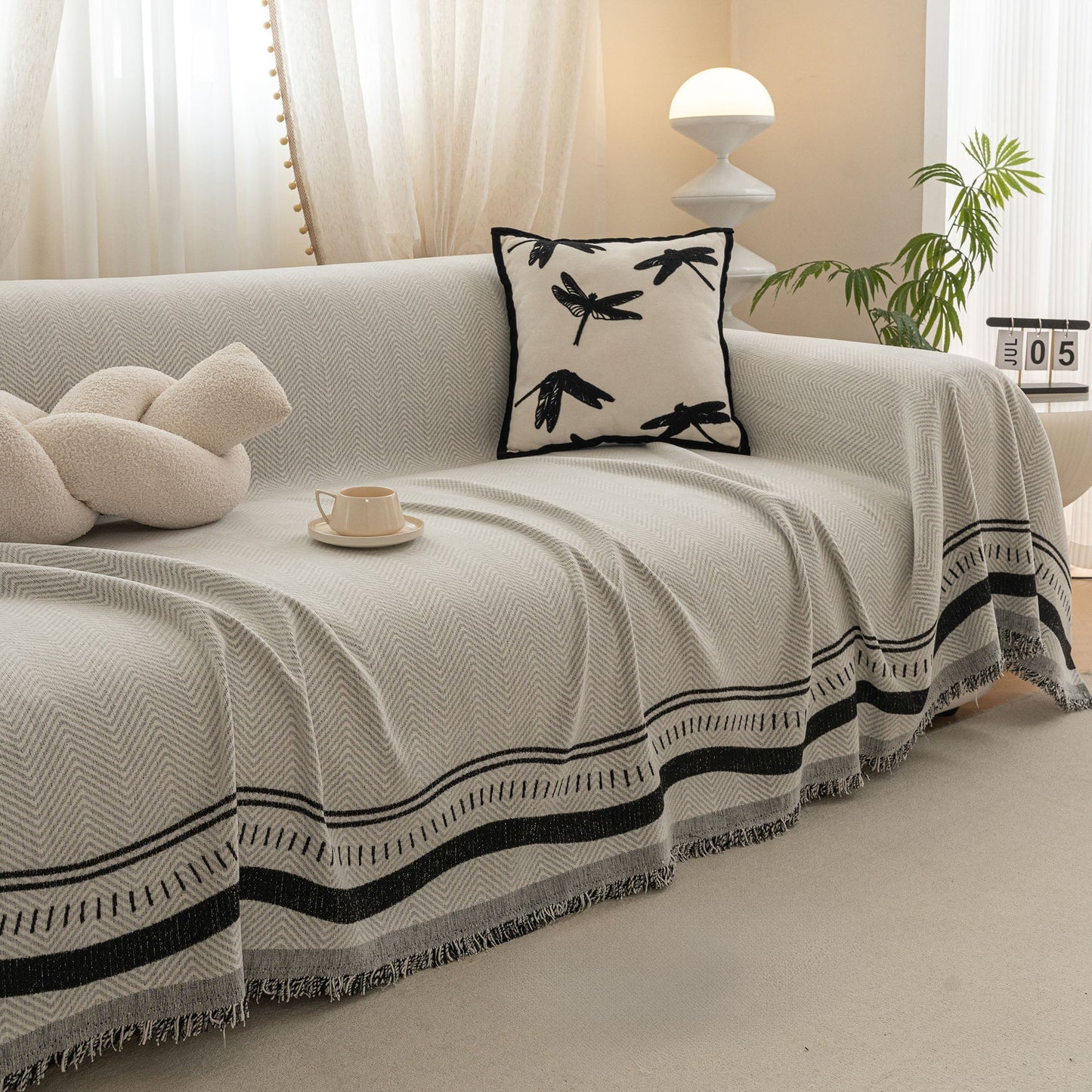 Elegante fodera per divano antigraffio Chevron