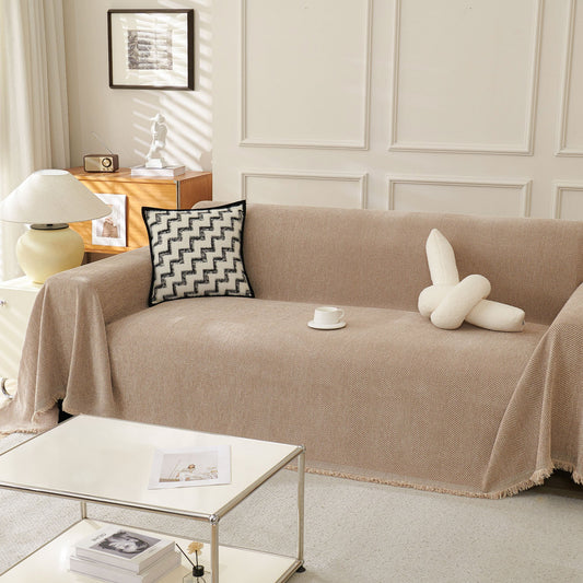 Copridivano minimalista multiuso morbido traspirante a spina di pesce, adatto agli animali domestici, protezione per divano in tessuto