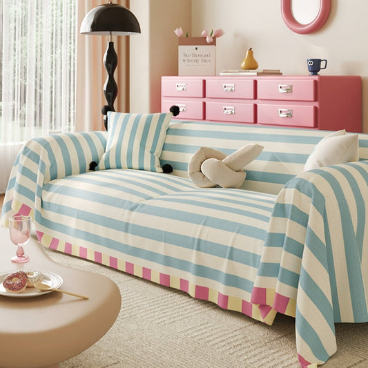 Copridivano multiuso colorato a righe color caramella Bold, morbido, elegante, traspirante, protezione per una casa accogliente e senza problemi