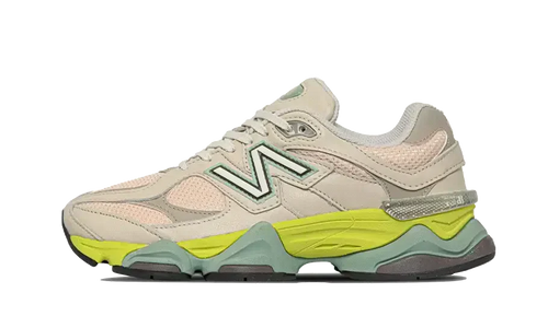New Balance 9060 Sneakers unisex – stile retrò in pelle scamosciata e mesh, suola spessa, colorazione rosa e verde lime