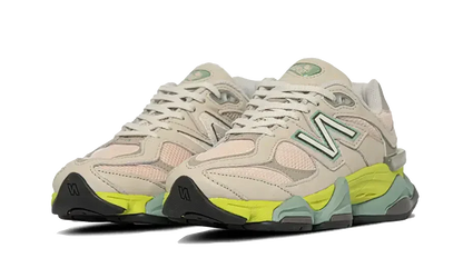New Balance 9060 Sneakers unisex – stile retrò in pelle scamosciata e mesh, suola spessa, colorazione rosa e verde lime