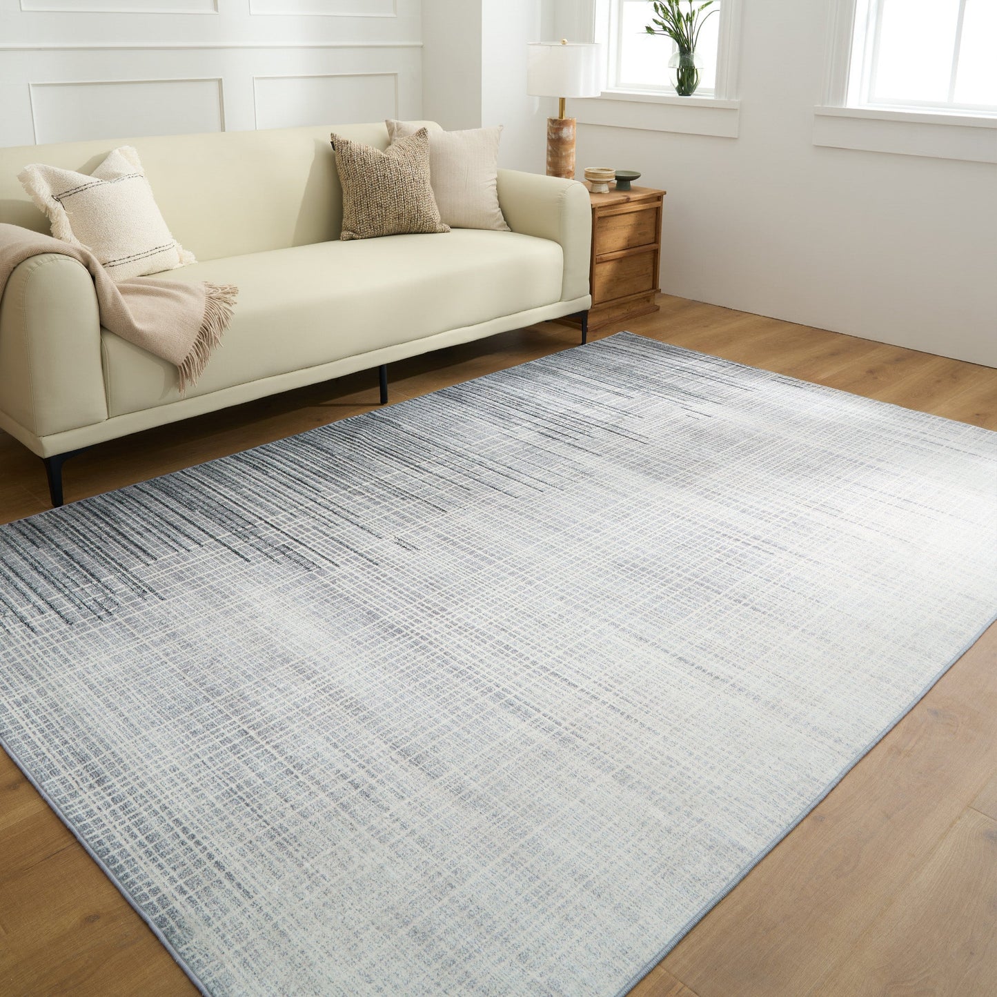 Tappeto lavabile facile da pulire, moderno, invecchiato, terroso, design lineare, resistente, anti-rovesciamento, adatto agli animali domestici, antiscivolo, tappeto per soggiorno