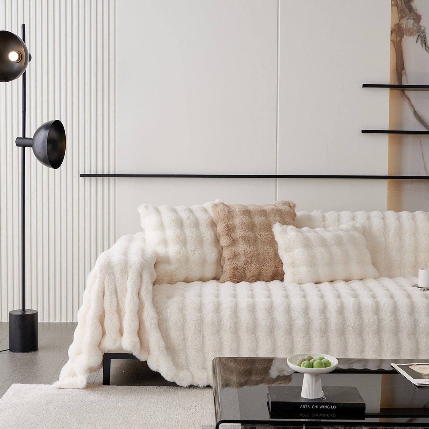Copridivano in pelliccia sintetica Luxe Ripple