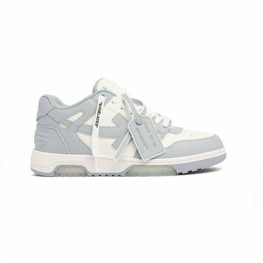 Off-White Out Of Office Sneakers Pelle Bianche e Grigie Uomo