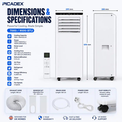 Vivotee Climatizzatore Portatile 4 in 1 con Raffreddamento da 7000 a 9000 BTU - vista 8